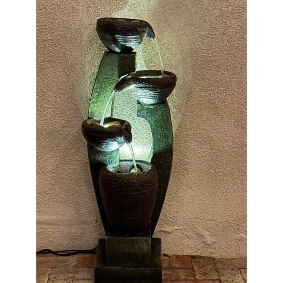 40” H Modern Outdoor Fountain 4 Crocks Outdoor Garden Fountains